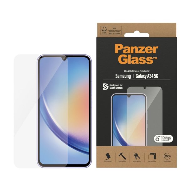 PanzerGlass Skrmbeskyttelse Samsung Galaxy A34 5G | Ultra-Wide Fit