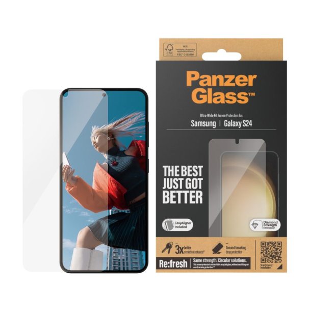 PanzerGlass Skrmbeskyttelse Samsung Galaxy S24 | Ultra-Wide Fit m. EasyAligner