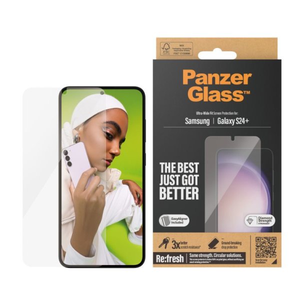 PanzerGlass Skrmbeskyttelse Samsung Galaxy S24+ | Ultra-Wide Fit m. EasyAligner