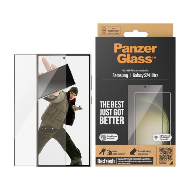 PanzerGlass Skrmbeskyttelse Samsung Galaxy S24 Ultra | Ultra-Wide Fit m. EasyAligner
