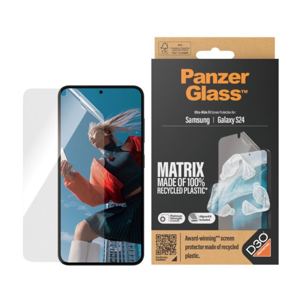 PanzerGlass ECO MATRIX Screen Protector mit D3O Samsung Galaxy S24 | Ultra-Wide Fit m. AlignerKit