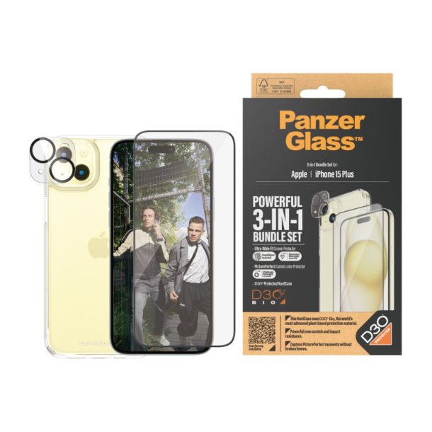 PanzerGlass 3-i-1 Pakke iPhone 15 Plus