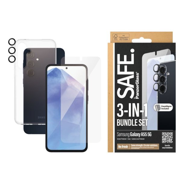 PanzerGlass SAFE by 3-i-1 Beskyttelsespakke Samsung Galaxy A55 5G