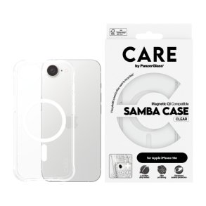 PanzerGlass CARE by Fashionable Case Samba Transparent m. Hvid Qi Compatible iPhone 16e