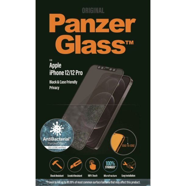 PanzerGlass iPhone 12/12 Pro - Case Friendly Privacy - sort (AB)