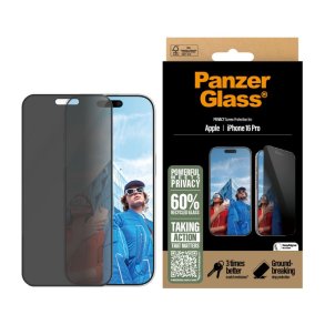 PanzerGlass Privacy Sk�rmbeskyttelse iPhone 16 Pro | Ultra-Wide Fit