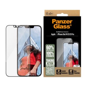 PanzerGlass Sk�rmbeskyttelse iPhone 16e | 14 | 13 | 13 Pro | Ultra-Wide Fit m. Aligner