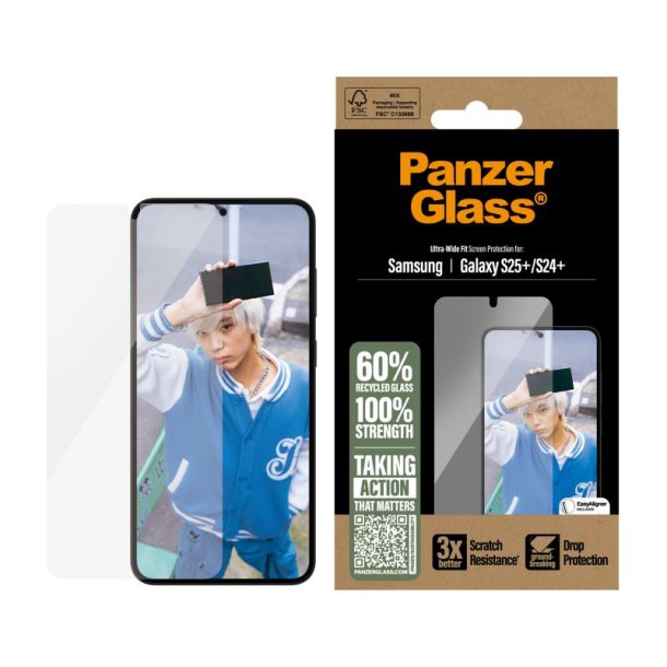 PanzerGlass Skrmbeskyttelse Samsung Galaxy S25+ | S24+ | Ultra-Wide Fit