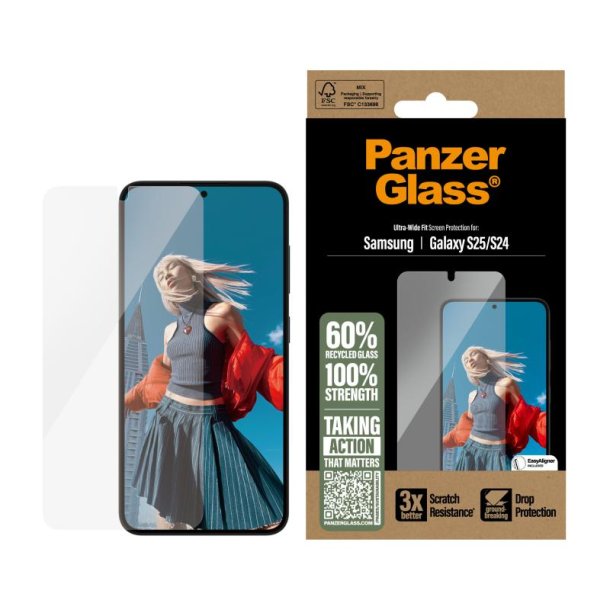 PanzerGlass Skrmbeskyttelse Samsung Galaxy S25 | S24 | Ultra-Wide Fit