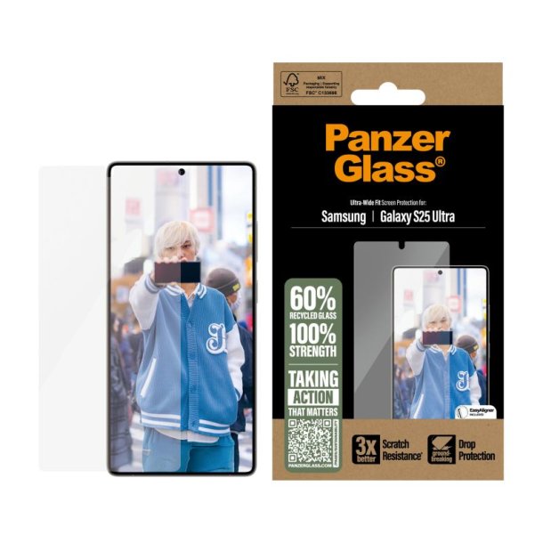 PanzerGlass Skrmbeskyttelse Samsung Galaxy S25 Ultra | Ultra-Wide Fit