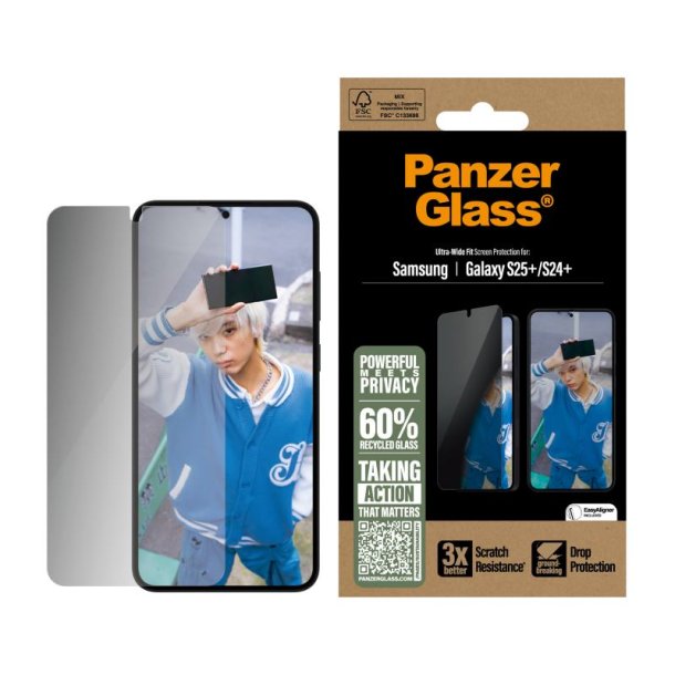 PanzerGlass Privacy Skrmbeskyttelse Samsung Galaxy S25+ | S24+ | Ultra-Wide Fit