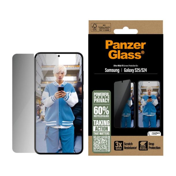 PanzerGlass Privacy Skrmbeskyttelse Samsung Galaxy S25 | S24 | Ultra-Wide Fit
