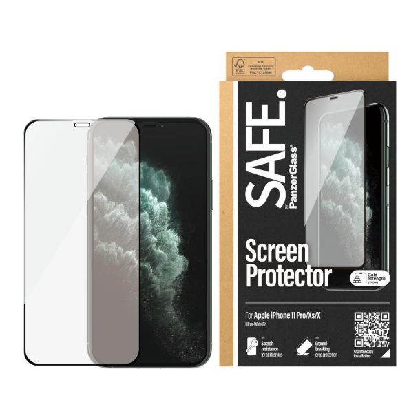 PanzerGlass SAFE by Skrmbeskyttelse iPhone X | Xs | 11 Pro | Edge-to-Edge