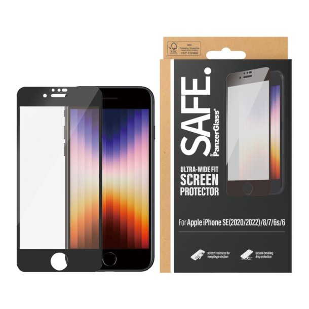 PanzerGlass SAFE by Skrmbeskyttelse iPhone 8 | 7 | 6 | 6s | SE (2020/2022) | Edge-to-Edge
