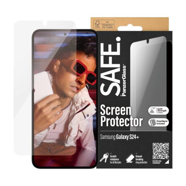 PanzerGlass SAFE by Skrmbeskyttelse Samsung Galaxy S24+ | Ultra-Wide Fit m. EasyAligner
