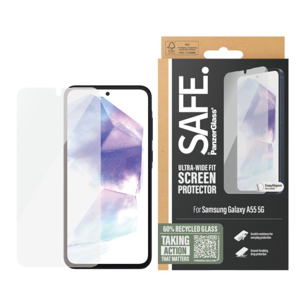 PanzerGlass SAFE by Skrmbeskyttelse Samsung Galaxy A55 5G | Ultra-Wide Fit