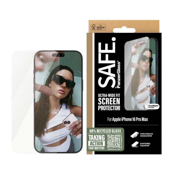 PanzerGlass SAFE by Skrmbeskyttelse iPhone 16 Pro Max | Ultra-Wide Fit
