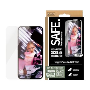 PanzerGlass SAFE by Sk�rmbeskyttelse iPhone 16e | 14 | 13 | 13 Pro | Ultra-Wide Fit m. Aligner