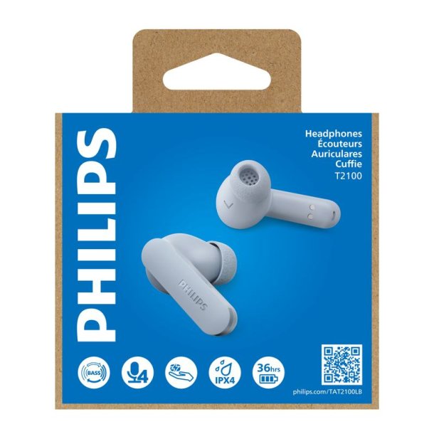 Philips - TAT2100 - Headset - In-ear - Calls/Music - Binaural - Light Blue - Touch