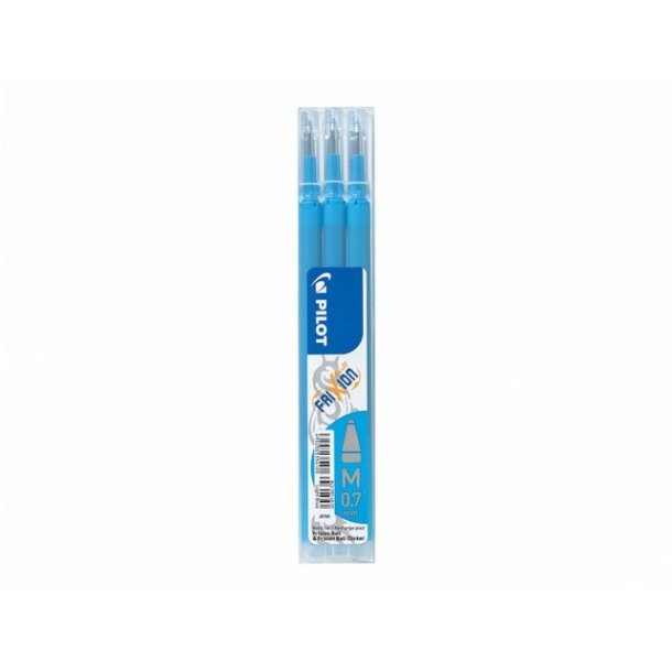 Pilot Frixion Clicker - refill - 0,7 mm - lysebl - 3 stk.