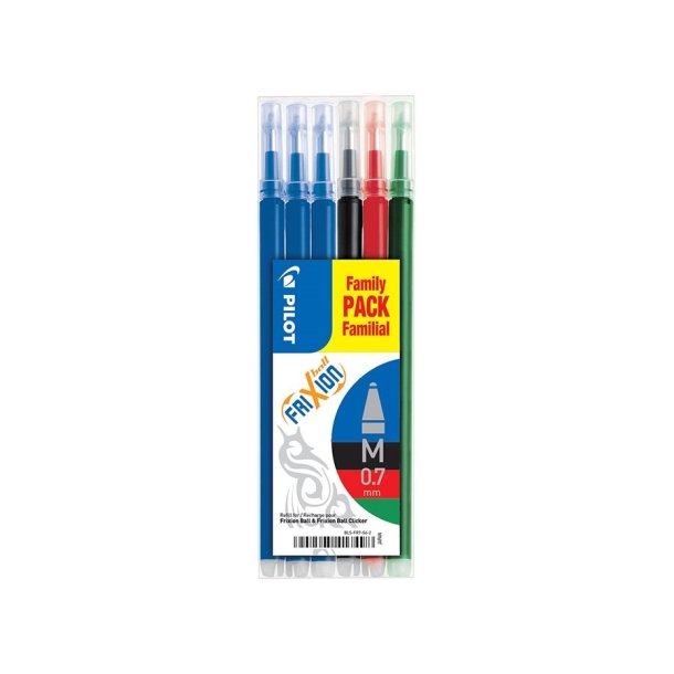 Pilot Frixion Clicker - refill - 0,7 mm - assorteret farver - 6 stk.