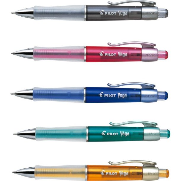 Pilot Kuglepen - med klik - Vega - 1,0 mm - assorteret farver