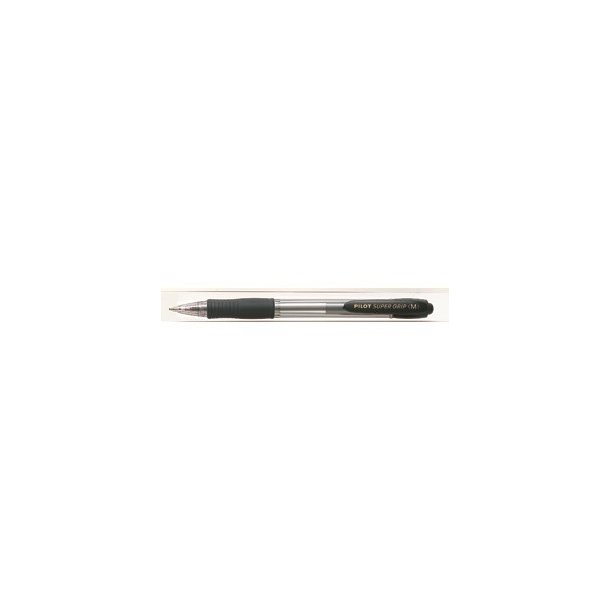 Pilot kuglepen - med klik - Super Grip - 1,0 mm - sort