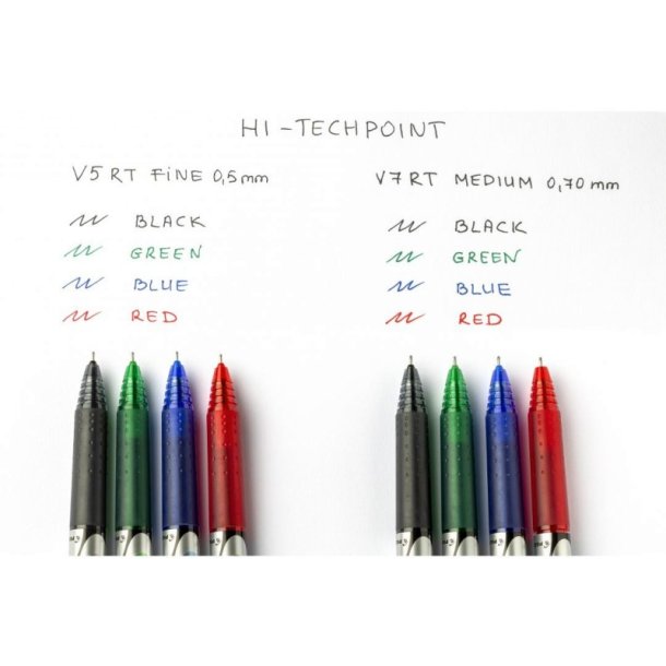 Pilot Ball-liner - med klik - Hi-Tecpoint - V7 - 0,7 mm - sort