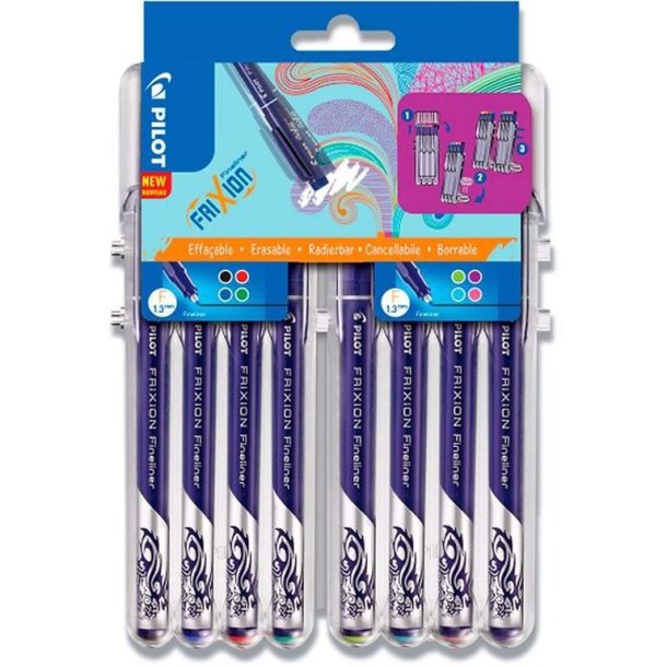 Pilot Frixion coler Fineliner pens - 0,45mm - Set2Go med 8 farver