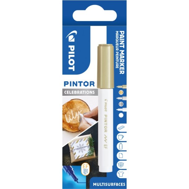 Pilot paint marker - Pintor Ekstra Fin - 0,5-2,3mm - 3 stk. - guld, slv og hvid