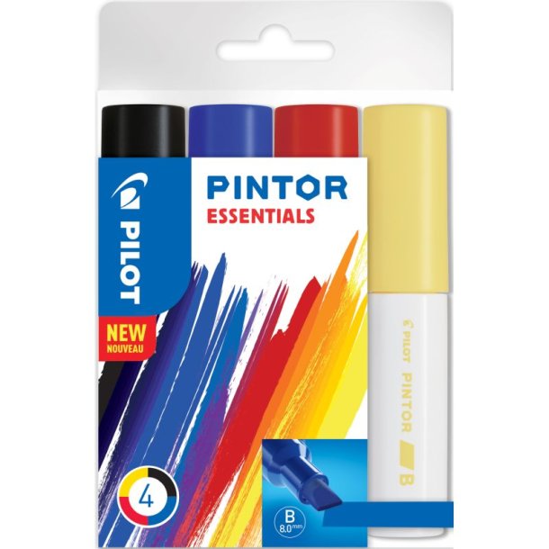 Pilot paint marker - Pintor - 4,0-8,0mm - 4 stk. - sort, rd, bl og gul