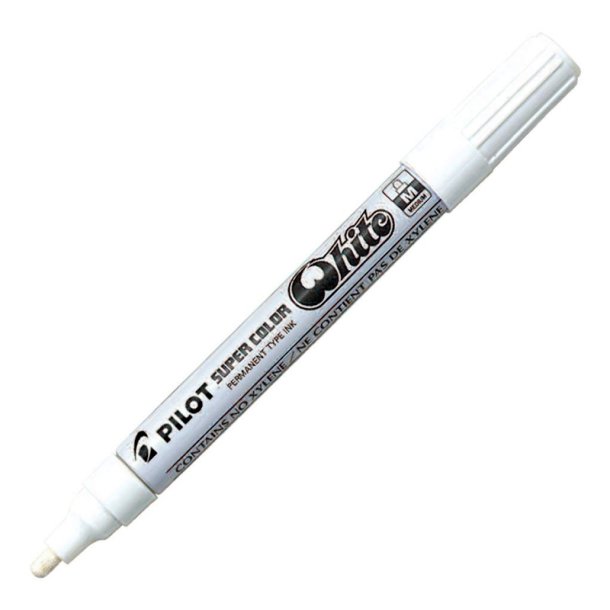 Pilot permanent Marker - Super Color - Medium rund spids - 4,5 mm - hvid