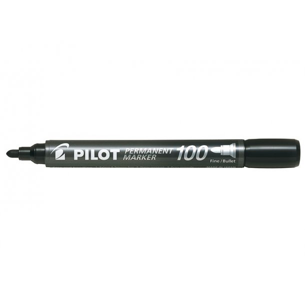 Pilot Permanent marker 100 - rund spids - sort