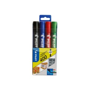 Pilot Permanent marker 400 - skr� spids - assorteret farver - 4 stk.