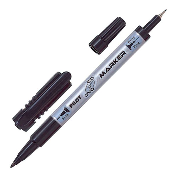 Pilot CD/DVD - Marker - m/htte - Twin - 0,8/2,0 mm - sort