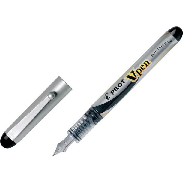 Pilot Fyldepen - V-Pen - Silver - med htte - sort