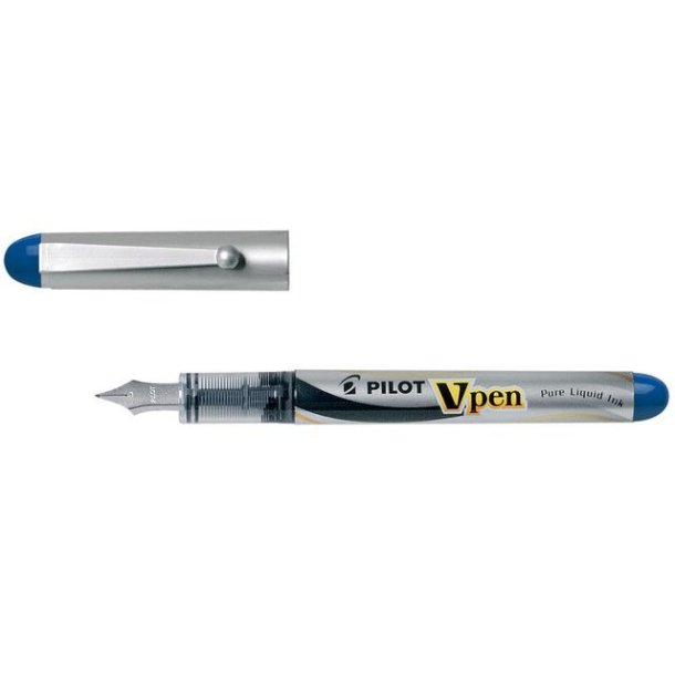 Pilot Fyldepen - V-Pen - Silver - med htte - bl
