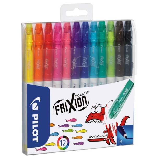 Pilot Frixion Colors - 0,7 mm - assorteret farver - 12 stk.