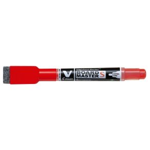Pilot Whiteboard Marker - ekstra fin rund spids - rd - med visker og magnet