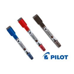 Pilot Whiteboard Marker - ekstra fin rund spids - rd - med visker og magnet