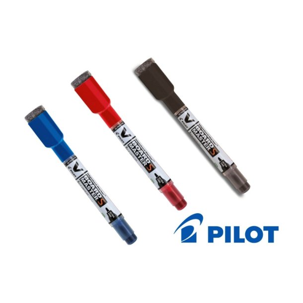 Pilot Whiteboard Marker - ekstra fin rund spids - rd - med visker og magnet