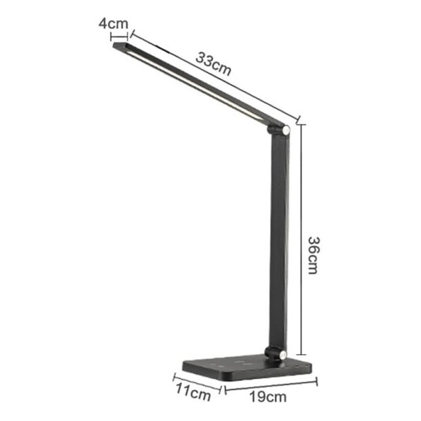 Platinet skrivebordslampe 10W - sort aluminium - Tr�dl�s opladning