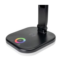 Platinet skrivebordslampe LED RGB - sort - Tr�dl�s opladning, ur og termometer