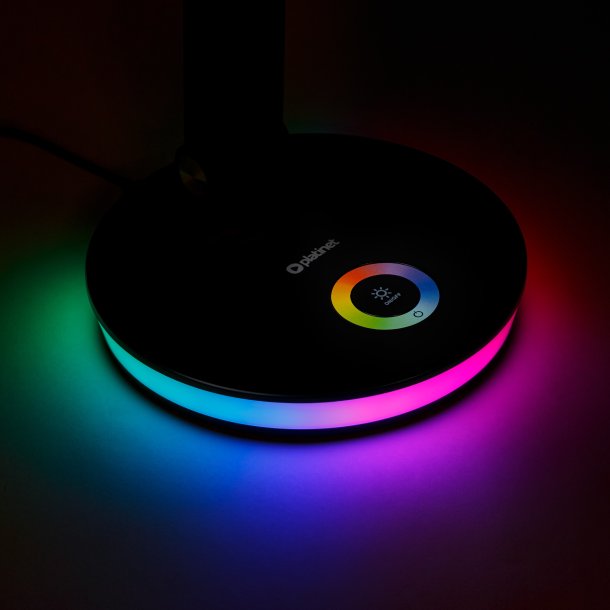 Platinet skrivebordslampe RGB 12W - sort - USB opladningsport