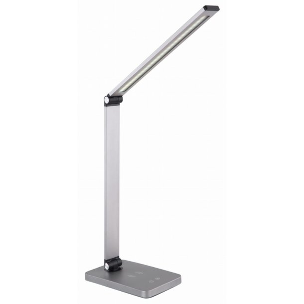 Platinet skrivebordslampe 10W - s�lv aluminium - Tr�dl�s opladning