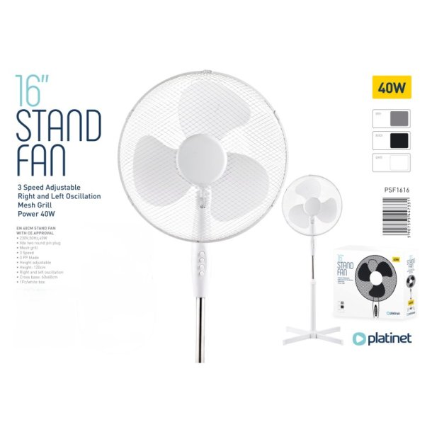 Platinet Gulvventilator - 40W - sort - 120 cm