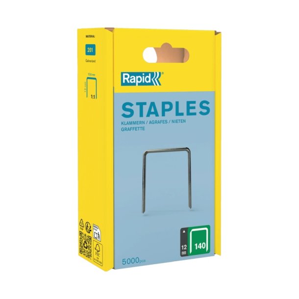 Rapid Nr. 140 h�fteklammer - 12mm - 5000 stk. Galvaniseret