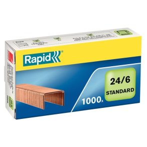 Rapid Nr. 24 H�fteklammer - 6 mm - 1000 stk. Kobber