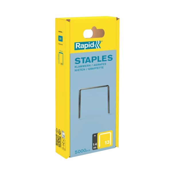 Rapid Nr. 13 H�fteklammer - 14 mm - 5000 stk. standard galvaniseret
