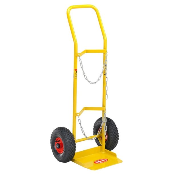 Ravendo Gasflaskevogn 122L - plads til 1 gasflaske - Luft gummi hjul - Stålrør - 125 kg - gul